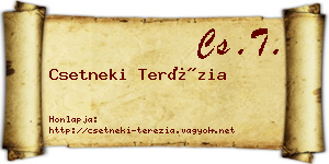 Csetneki Terézia névjegykártya